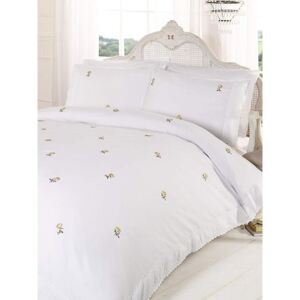 Alicia Floral White / Yellow Super King Duvet Cover and Pillowcase Set
