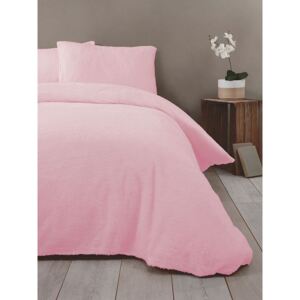 Snuggle Bedding Teddy Fleece Duvet Cover Set - King Size, Pink