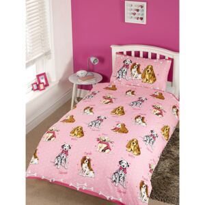 Doggies Pink Single Duvet Cover and Pillowcase Set