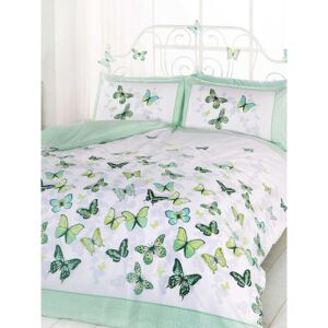 Butterfly Flutter Double Duvet Cover and Pillowcase Set - Green