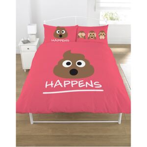Emoji Mr Poo Double Duvet Cover and Pillowcase Set - Pink