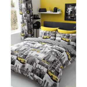 New York Patch Single Duvet Cover and Pillowcase Set