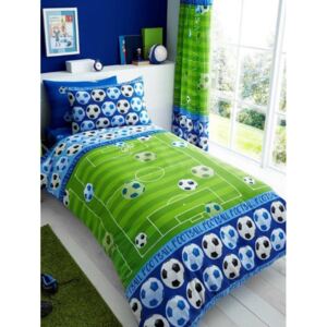 Goal Football Single Duvet Cover and Pillowcase Set - Blue