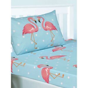 FiFi Flamingo Single Fitted Sheet and Pillowcase Set