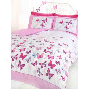 Butterfly Flutter Single Duvet Cover and Pillowcase Set - Pink