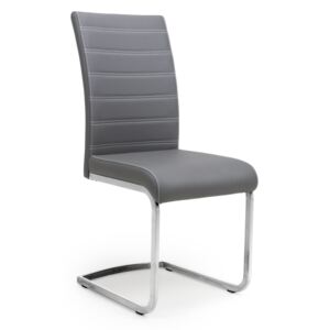 Callisto Leather Effect Grey Dining Chair in Pair