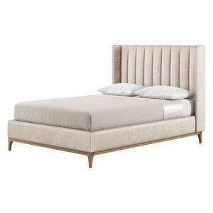 Reese 4ft6 Double Bed Frame with fluted vertical stitch wing headboard