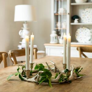 Nickel Circular Antler With Four Candle Holder