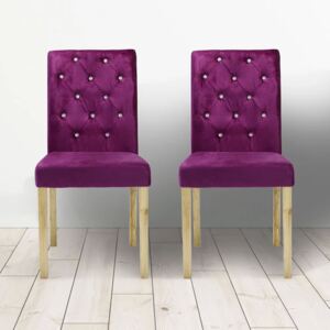 Paris Purple Dining Velvet Chair - Pack of 2