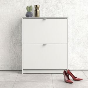 Shoes White 2 Tilting Doors & 2 Layer Shoe Cabinet