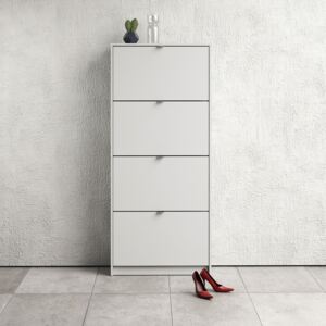 Shoes White 4 Tilting Doors & 2 Layer Shoe Cabinet