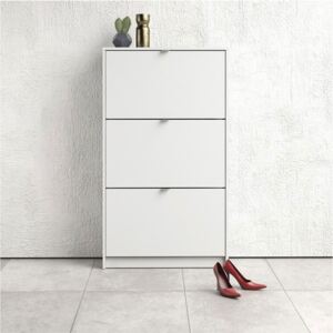 Shoes White 3 Tilting Doors & 2 Layer Shoe Cabinet
