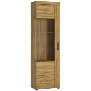 Cortina Oak Finish Tall Left Hand Facing Display Cabinet