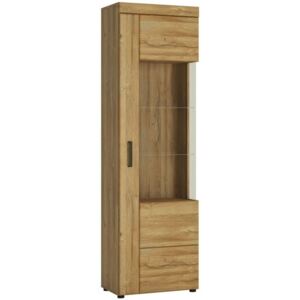 Cortina Oak Finish Tall Right Hand Facing Display Cabinet