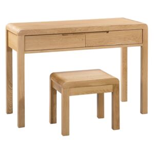 Curve Solid Oak 2 Drawers Dressing Table & Stool