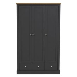 Devon Charcoal Grey 3 Door & 2 Drawer Wardrobe