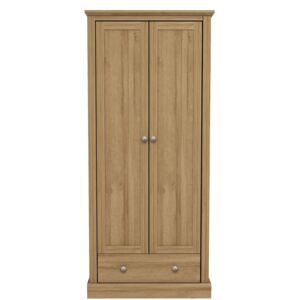 Devon Oak Finish 2 Door & 1 Drawer Wardrobe
