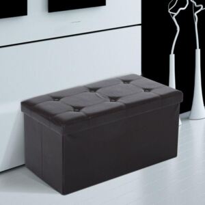 Folding Faux Leather Storage Box in Brown