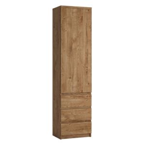 Fribo Oak Finish Narrow 1 Door 3 Drawers Cupboard