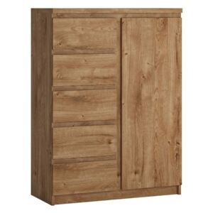 Fribo Oak Finish 1 Door 5 Drawers Cabinet
