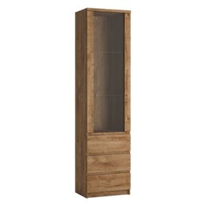 Fribo Oak Finish Tall Narrow 1 Door Display Cabinet