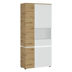 Luci 4 Doors White and Oak Right Hand Facing Tall Display Cabinet