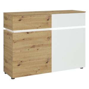 Luci 2 Doors and 2 Drawers Cabinet in White and Oak
