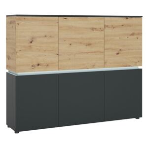 Luci 6 Doors Oak and Platinum Cabinet with LED Lighting
