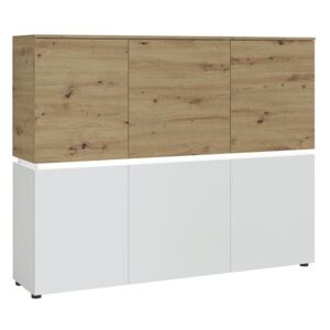 Luci 6 Doors White and Oak Cabinet with LED Lighting