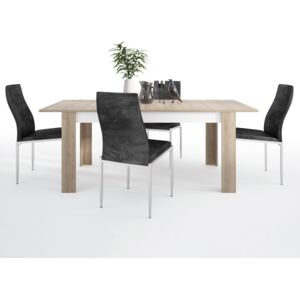 Lyon Large Extendable Dining Table with 6 Black Chairs