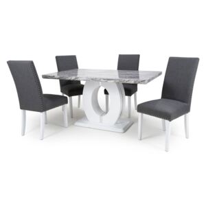 Neptune Marble Dining Table with Randall 4 Chairs
