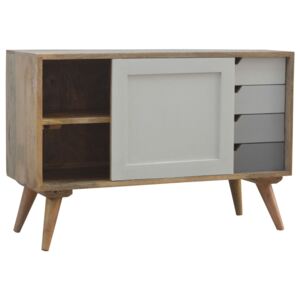 Nordic Solid Wood Sliding Door & 4 Drawers Cabinet