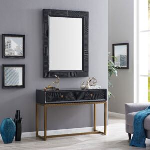 Orlando Black Gloss Finish 2 Drawers Console Table