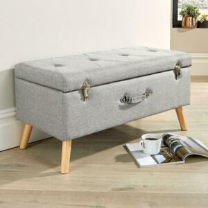 Pouffe Seat Fabric Storage Bench in Grey