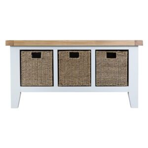 Tattershall Oak Top 3 Basket Unit Hall Bench in White