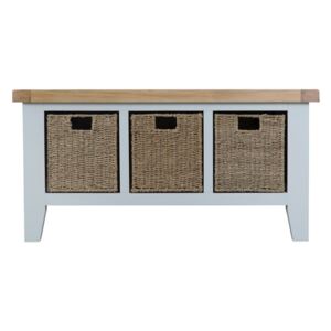 Tattershall Oak Top 3 Baskets Unit Hall Bench in Grey