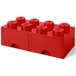 Lego Brick Storage Box 8 with 2 Drawers - Red