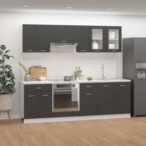 VidaXL 8 Piece Kitchen Cabinet Set Grey Chipboard