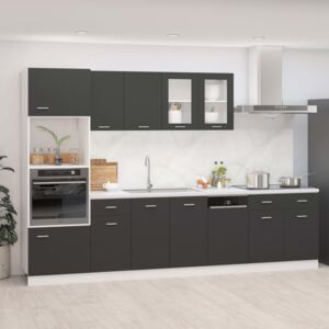 VidaXL 7 Piece Kitchen Cabinet Set Grey Chipboard