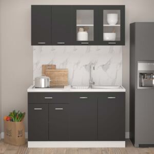 VidaXL 4 Piece Kitchen Cabinet Set Grey Chipboard