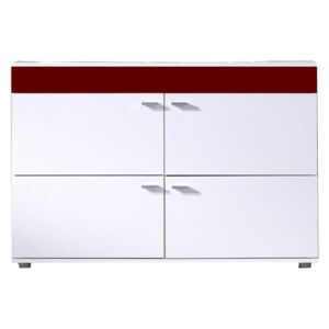 FURNITOP Chest of Drawers LOGO 2C white / claret gloss