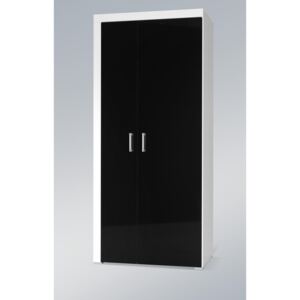 FURNITOP 2 Door wardrobe SAMBA II SM1 white / black gloss