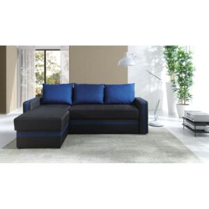 FURNITOP Corner Sofa Bed EUFORIA blue with Bedding Storage