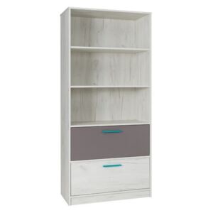 FURNITOP Wide Bookcase with Drawers REST R07