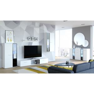 FURNITOP Living Room Set: Wall Unit + Chest of Drawers SALSA white
