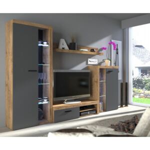 FURNITOP Cheap Living Room Furniture RUMBA/RODOS graphite/lefkas