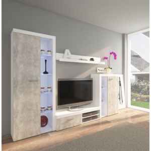 FURNITOP Cheap Living Room Furniture RUMBA/RODOS light concreto/white
