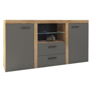 FURNITOP Chest of Drawers RUMBA/RODOS 2D2SZ graphite/lefkas