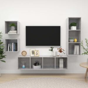 VidaXL 4 Piece TV Cabinet Set Concrete Grey Chipboard