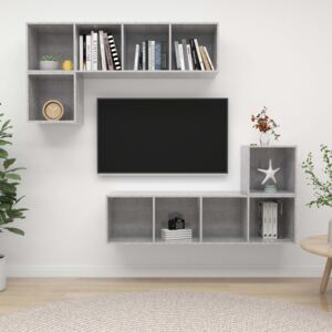VidaXL 4 Piece TV Cabinet Set Concrete Grey Chipboard